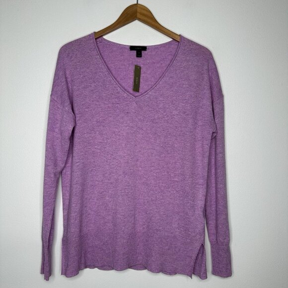 J Crew V-Neck Sweater Pink Purple Swing Wool Blend Small - Picture 1 of 11